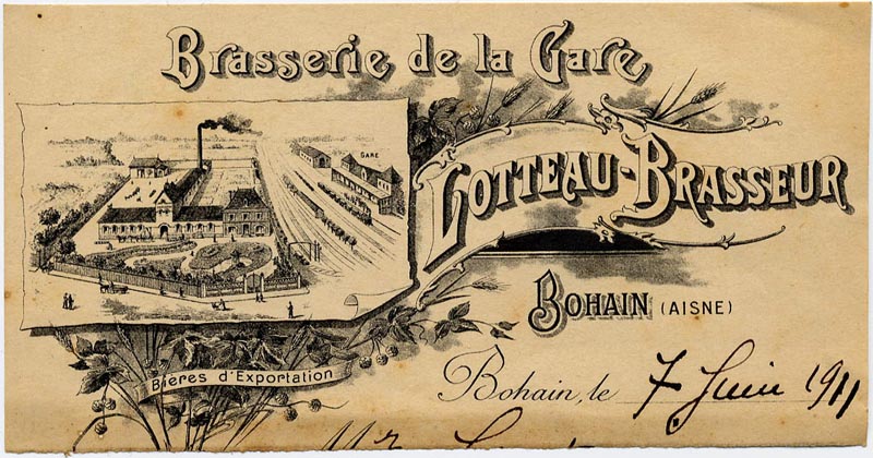 L'en-tête des factures donne une vue aérienne de la brasserie.