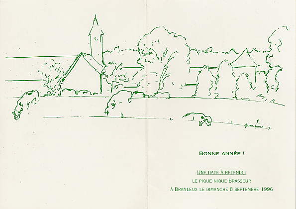 carte de voeux annonçant la réunion familiale de 1996